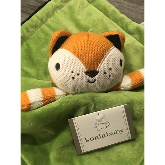 Toys Koala Baby Lovey Security Blanket Green Orange Knit Navy Sherpa